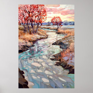 Póster Pintura de acuarela paisajística del país