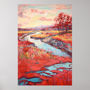 Póster Pintura de acuarela paisajística del país