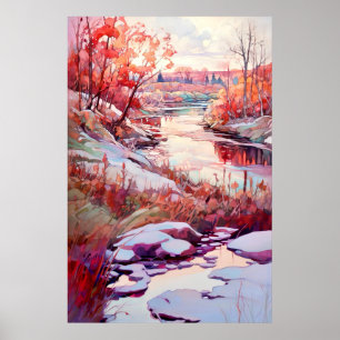 Póster Pintura de acuarela paisajística del país