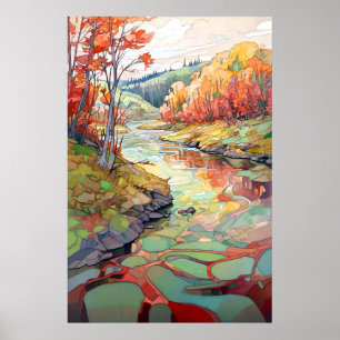 Póster Pintura de acuarela paisajística del país