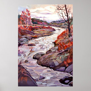 Póster Pintura de acuarela paisajística del país