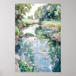 Póster Pintura de acuarela paisajística del país