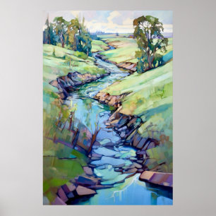 Póster Pintura de acuarela paisajística del país