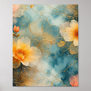 Póster Pintura de agua floral con flotación