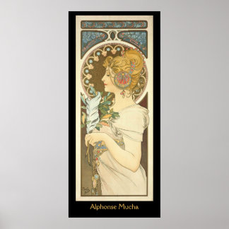 Póster Pintura de Alphonse Mucha sobre negro