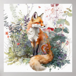 Póster Pintura de animales de Fox Portrait