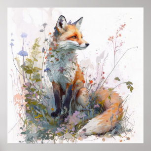 Póster Pintura de animales de Fox Portrait