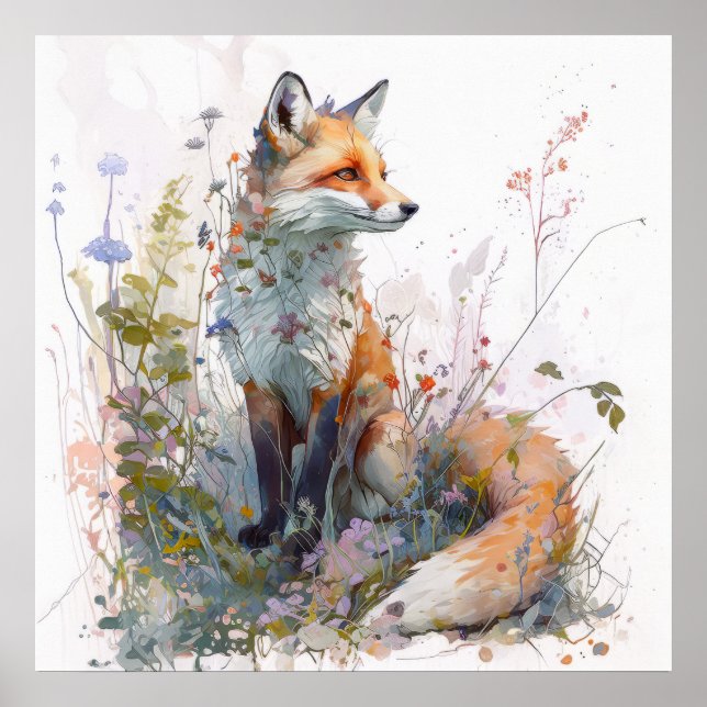 Póster Pintura de animales de Fox Portrait (Frente)