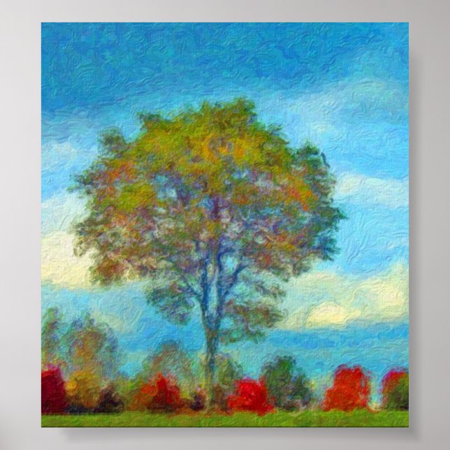 Póster Pintura de árbol de otoño (Frente)