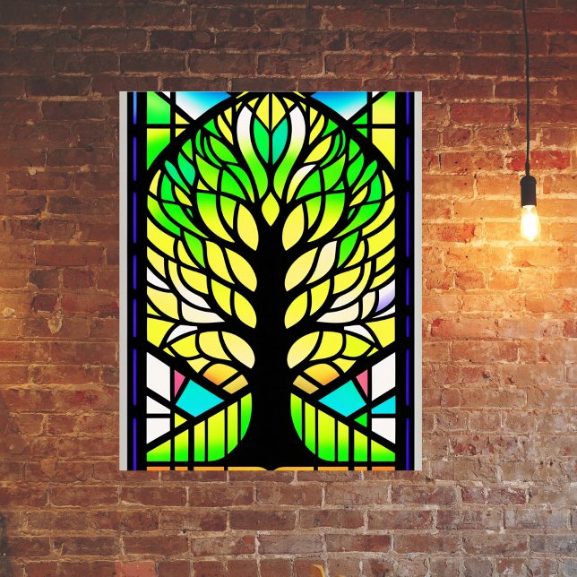 Póster Pintura de árbol verde de vidrio templado (Subido por el creador)
