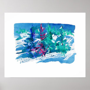 Póster Pintura de árboles frescos de invierno / Artista L