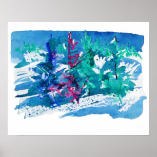 Póster Pintura de árboles frescos de invierno / Artista L
