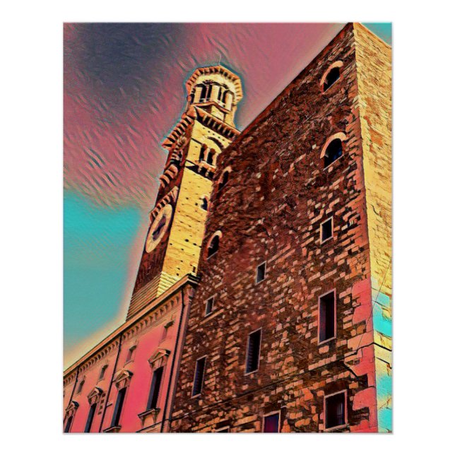 Póster Pintura de arquitectura de Italia (Anverso)