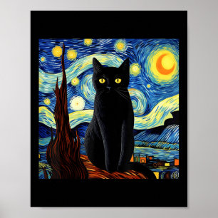 Póster Pintura de artista de gato negro divertido Starr V