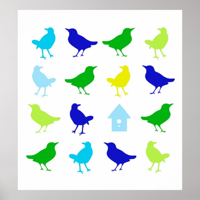 Póster Pintura de aves coloreadas por Chariklia Zarris (Frente)