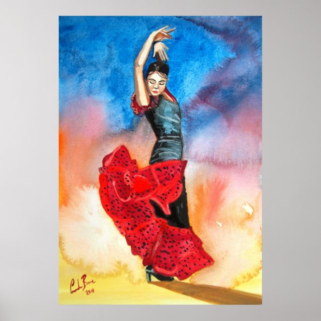Póster Pintura de bailarín de Flamenco (Frente)
