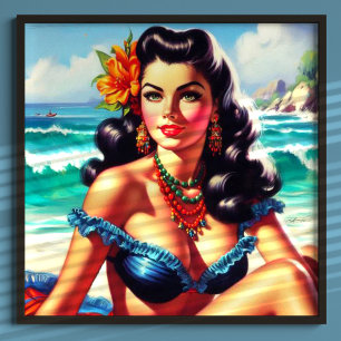 Póster Pintura de barniz de playa vintage