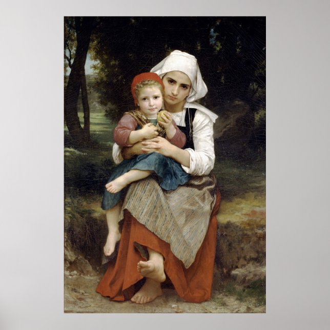 Póster Pintura de Bouguereau: Hermano y Hermana bretón (Frente)