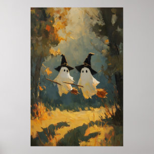 Póster Pintura de bruja fantasma, pared de Halloween impr