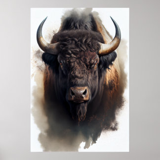 Póster Pintura de búfalo estadounidense