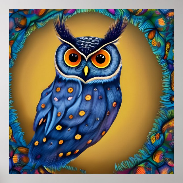 Póster Pintura de búho colorida (Frente)