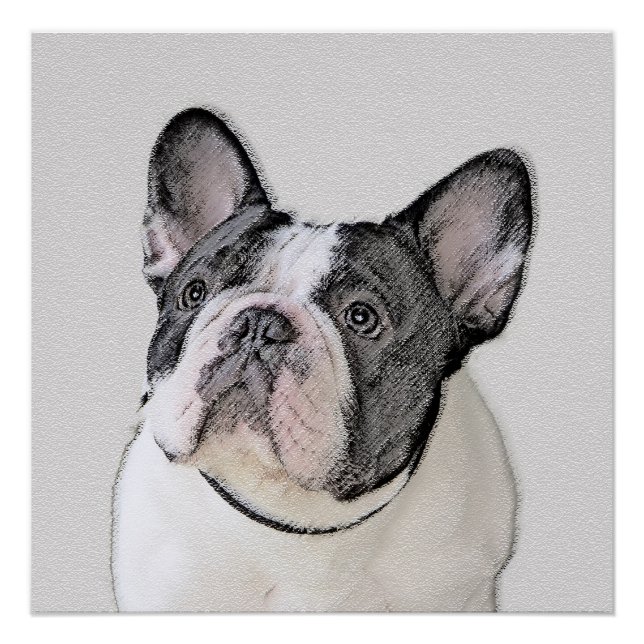 Póster Pintura de Bulldog francés (Brindle Pied) - Arte d (Anverso)