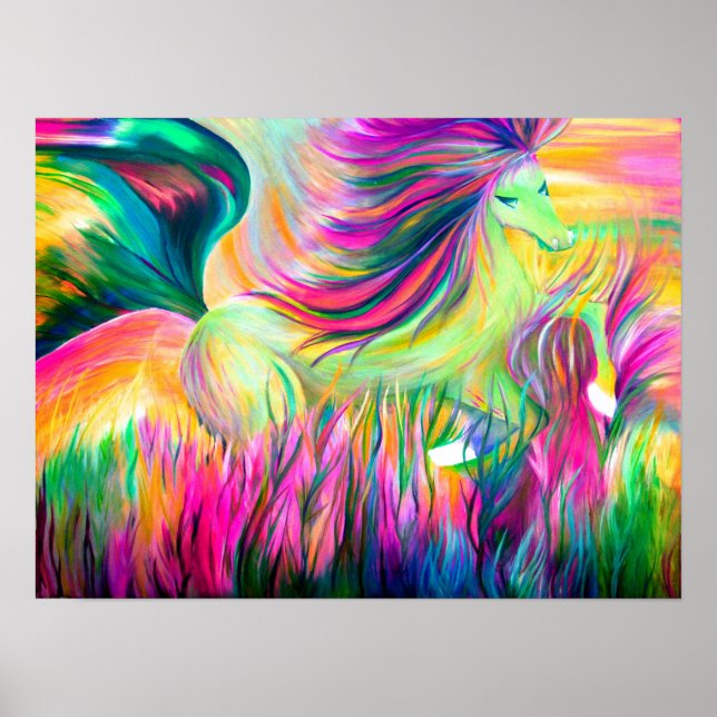Póster Pintura de caballo colorida (Frente)