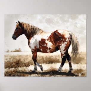 Póster Pintura de caballo de Mustang