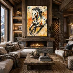 Póster Pintura de Caballo Expresionista Abstracta Dinámic
