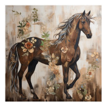 Pintura de caballo floral de bonito