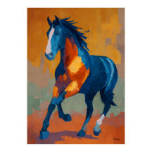 Pintura de caballo impresionista moderna colorida