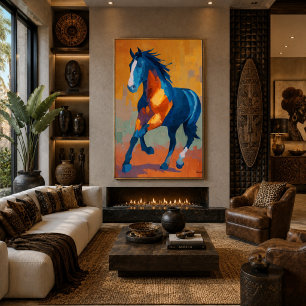 Póster Pintura de caballo impresionista moderna colorida