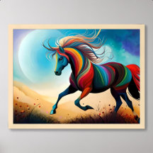 pintura de caballos colorida racha iluminada noche