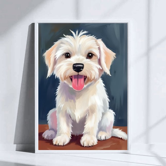 Póster Pintura de cachorro maltés perro blanco (Subido por el creador)