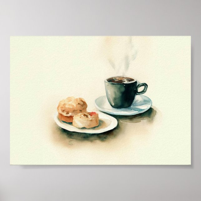 Póster Pintura de café y desayuno (Frente)