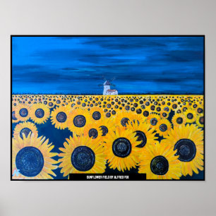 Póster Pintura de campo de girasol por Alfred Fox