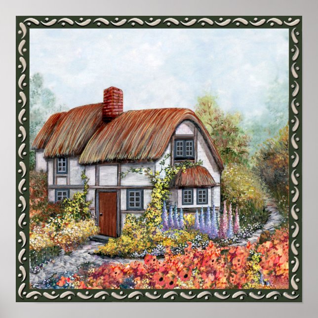 Póster Pintura de campo vitícola de campo de madera (Frente)