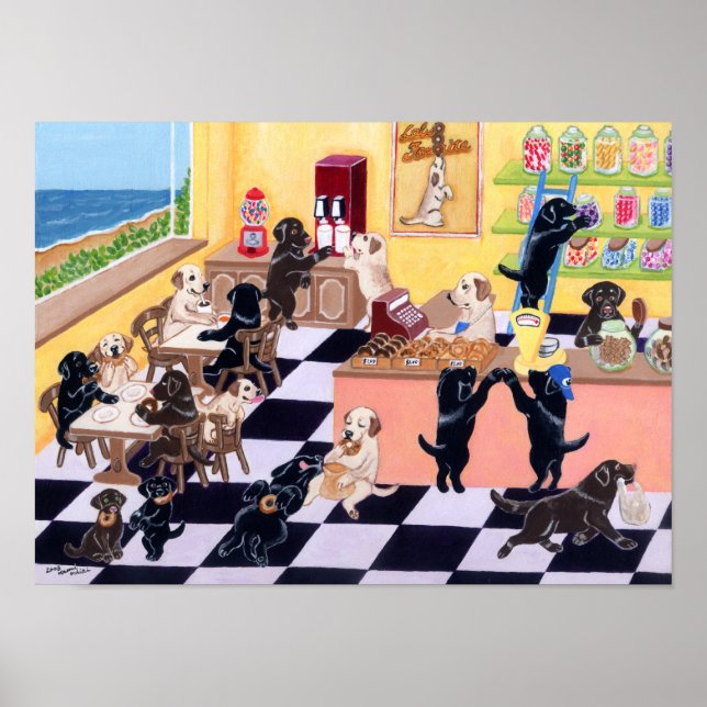 Póster Pintura de Candy Shop Labradors (Frente)