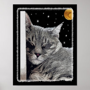 Póster Pintura de capturas para los amantes del gato en n