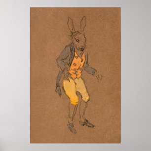 Póster Pintura de caracteres de Alice y Wonderland Forest