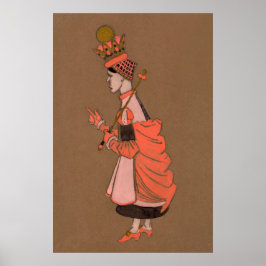 Póster Pintura de caracteres de Alice y Wonderland Forest