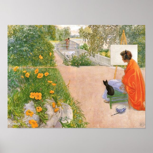Póster Pintura de Carl Larsson, Puente. (Frente)