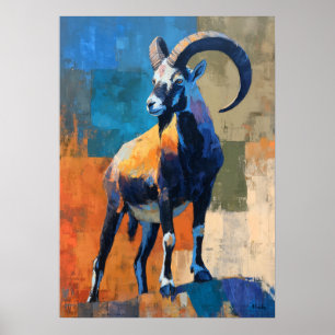 Póster Pintura de carnero impresionista moderna audaz de