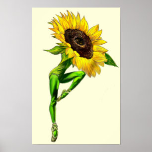 Póster Pintura de cartel de bailarina girasol bailarina d
