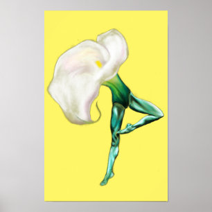 Póster Pintura de cartel de bailarina lirio de cala baila