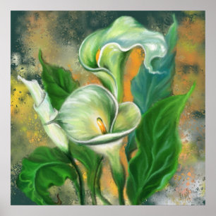 Póster Pintura de cartel de flor de lirio de Calla