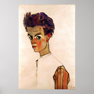 Póster Pintura de cartel Egon Schiele Autorretrato con