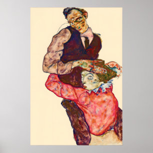 Póster Pintura de cartel Egon Schiele Liebespaar