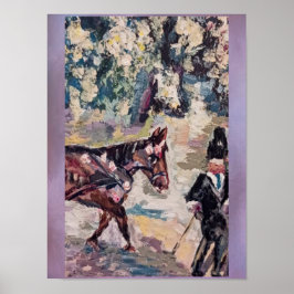Póster pintura de casquillo de caballos estilo renoir