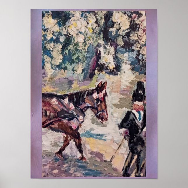 Póster pintura de casquillo de caballos estilo renoir (Frente)